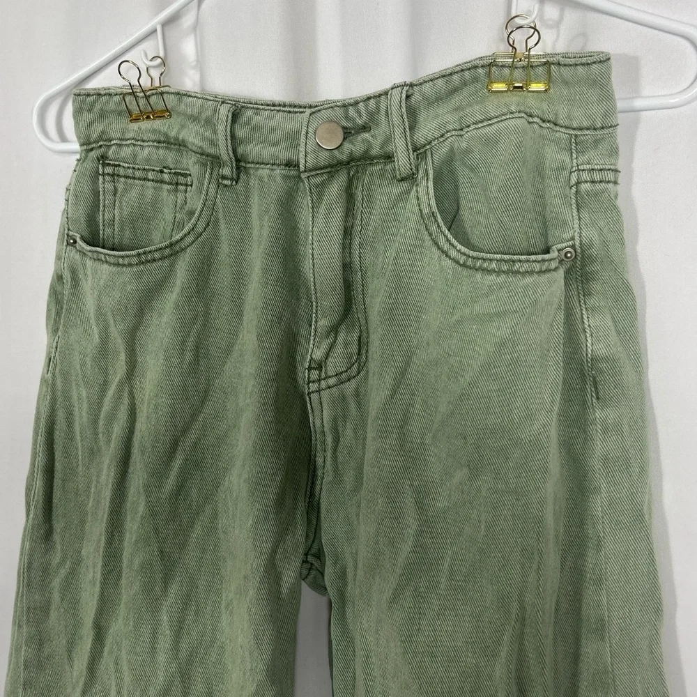 SHEIN wide leg Green Denim Jeans pockets S - Picture 3 of 10